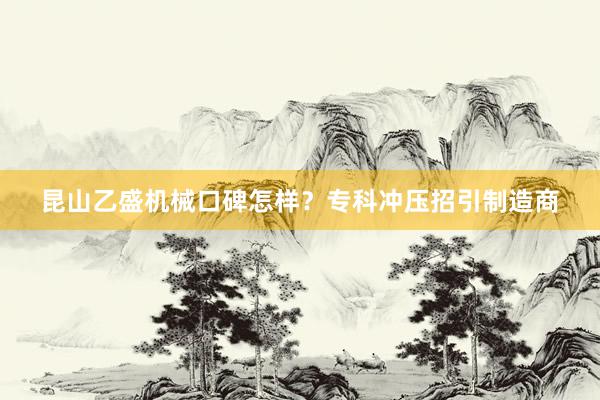 昆山乙盛机械口碑怎样？专科冲压招引制造商